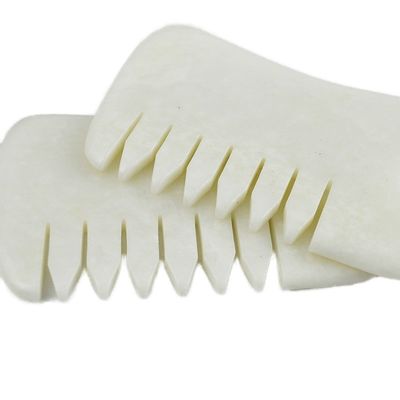 Giada Bianca Guasha Acciaio per capelli Massaggio Scraping Massaggio Strumento Gua Sha pettine Giada Per viso collo Testa E Corpo