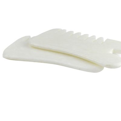 Giada Bianca Guasha Acciaio per capelli Massaggio Scraping Massaggio Strumento Gua Sha pettine Giada Per viso collo Testa E Corpo
