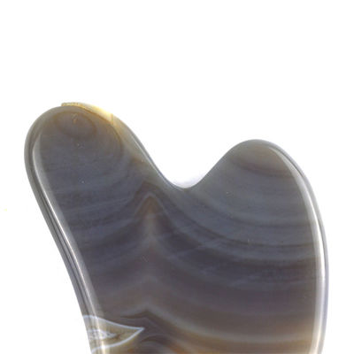 Strumenti per il massaggio Cura della pelle Faccia Guasha con strumento faciale 100% grigio naturale Agate e grigio Giada Gus Sha Stone massaggiatore