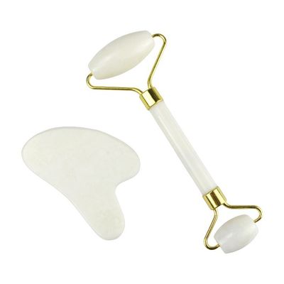 Massaggiatore Corporeo Pietra di Giada Bianca Naturale Gua Sha Scraping Board Guasha Face Roller Gift Box Set Spa Massaggio Strumento Cura della Pelle Bellezza Faciale Routine
