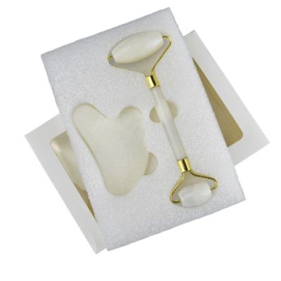 Massaggiatore Corporeo Pietra di Giada Bianca Naturale Gua Sha Scraping Board Guasha Face Roller Gift Box Set Spa Massaggio Strumento Cura della Pelle Bellezza Faciale Routine