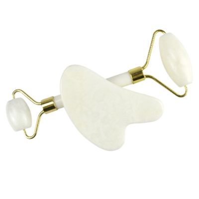 Massaggiatore Corporeo Pietra di Giada Bianca Naturale Gua Sha Scraping Board Guasha Face Roller Gift Box Set Spa Massaggio Strumento Cura della Pelle Bellezza Faciale Routine