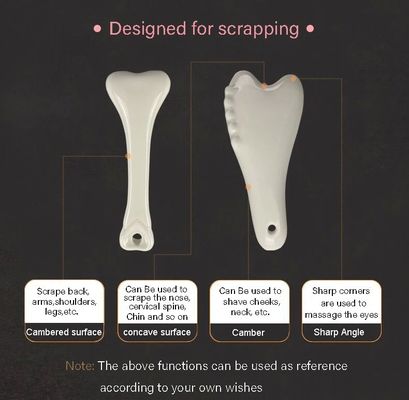 Strumento di massaggio Gua Sha in ceramica bianca per l'acupressione Massaggio facciale e corporeo