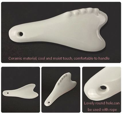 Strumento di massaggio Gua Sha in ceramica bianca per l'acupressione Massaggio facciale e corporeo
