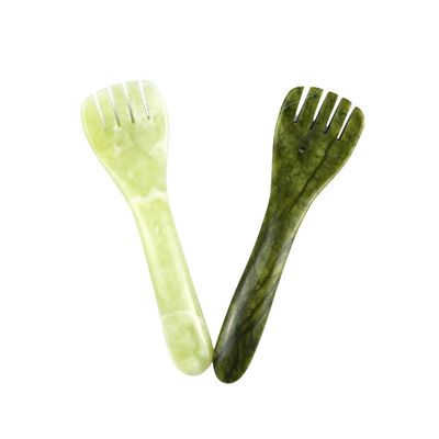 Logo personalizzato disponibile verde chiaro Xiuyan Giada Gua Sha Forma cucchiaio Penna di agopuntura per occhio Agopuntura cucchiaio massaggiatore