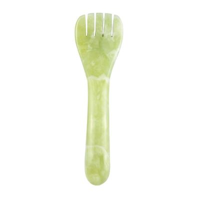 Logo personalizzato disponibile verde chiaro Xiuyan Giada Gua Sha Forma cucchiaio Penna di agopuntura per occhio Agopuntura cucchiaio massaggiatore