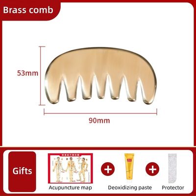 Muscoli Corporei In ottone naturale Gua Sha Scalp Massaggio pettine Guasha Pietra Testa Massaggiatore Capelli Salute Salone di bellezza Strumento