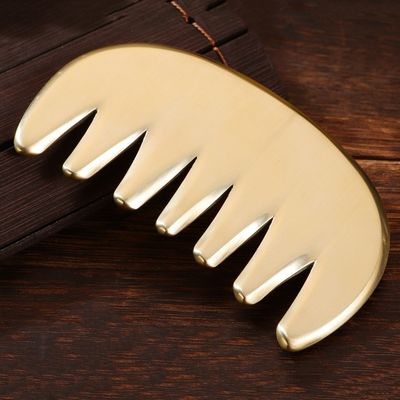 Muscoli Corporei In ottone naturale Gua Sha Scalp Massaggio pettine Guasha Pietra Testa Massaggiatore Capelli Salute Salone di bellezza Strumento