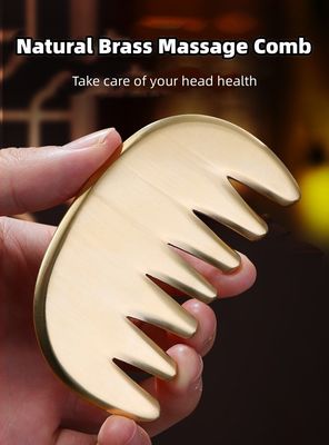 Muscoli Corporei In ottone naturale Gua Sha Scalp Massaggio pettine Guasha Pietra Testa Massaggiatore Capelli Salute Salone di bellezza Strumento