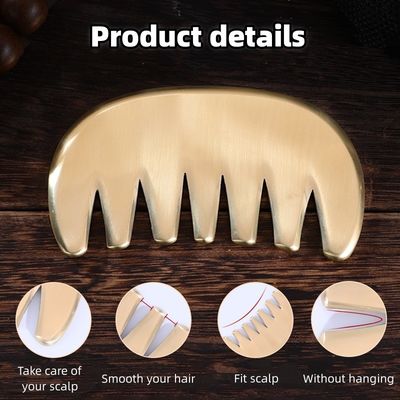 Muscoli Corporei In ottone naturale Gua Sha Scalp Massaggio pettine Guasha Pietra Testa Massaggiatore Capelli Salute Salone di bellezza Strumento