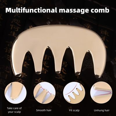 Strumenti di massaggio in rame Guasha Metallo Pelli in ottone Gua sha Comb Acupuncture Scalping Point Apparato per la testa Acupuncture Comb