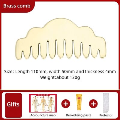 Equipaggiamento per il massaggio della testa in oro Puro ottone Guasha Massaggiatore naturale per il viso pettine a denti larghi per il rilassamento e la tavola da raschiatura