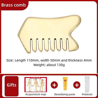 Equipaggiamento per il massaggio della testa in oro Puro ottone Guasha Massaggiatore naturale per il viso pettine a denti larghi per il rilassamento e la tavola da raschiatura