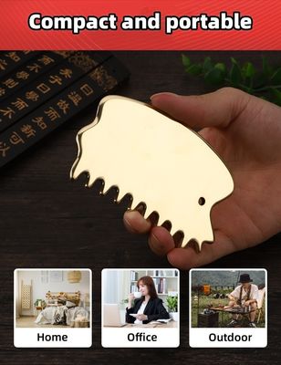 Attrezzature per massaggi della testa in ottone naturale Gua Sha Board Scalp Massaggio pettine Guasha Pietra Massaggio della testa Hair Health Care Salon
