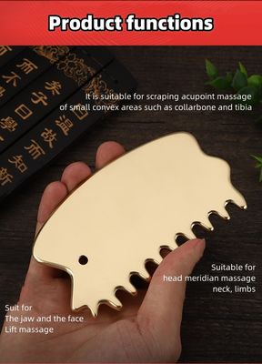 Attrezzature per massaggi della testa in ottone naturale Gua Sha Board Scalp Massaggio pettine Guasha Pietra Massaggio della testa Hair Health Care Salon