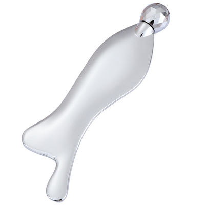 Disponibile logo personalizzato in forma di pesce piastra di raschiatura in lega di zinco sottile sguardo sottile faccia occhi rulli di acciaio inossidabile Guasha strumento di massaggio