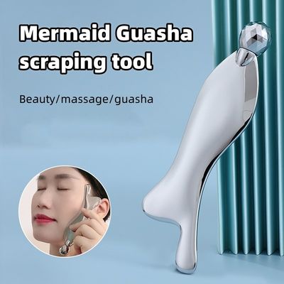 Disponibile logo personalizzato in forma di pesce piastra di raschiatura in lega di zinco sottile sguardo sottile faccia occhi rulli di acciaio inossidabile Guasha strumento di massaggio