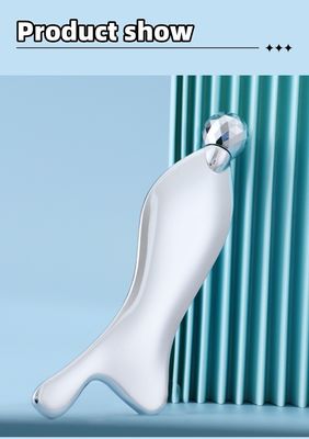 Disponibile logo personalizzato in forma di pesce piastra di raschiatura in lega di zinco sottile sguardo sottile faccia occhi rulli di acciaio inossidabile Guasha strumento di massaggio