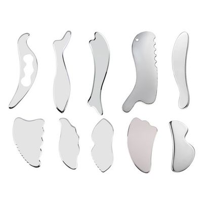Massaggio muscolare Logo personalizzato Massaggiatore Prodotti in acciaio inossidabile 304 Guasha Strumento Cuore Forma Gua Sha Acciaio inossidabile