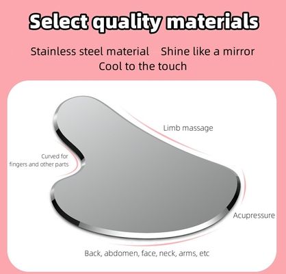 Massaggio muscolare Logo personalizzato Massaggiatore Prodotti in acciaio inossidabile 304 Guasha Strumento Cuore Forma Gua Sha Acciaio inossidabile