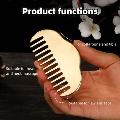 Denti d'oro finissimi di ottone naturale Gua Sha Board Scalp Massaggio pettine Guasha Stone Head Massager Hair Health Care Beauty Tool Home