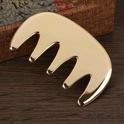 Quinto dente di ottone naturale Gua Sha Tavola Massaggio corpo pettine Scalpo Guasha Strumento testa massaggiatore capelli Salute salone di bellezza Casa