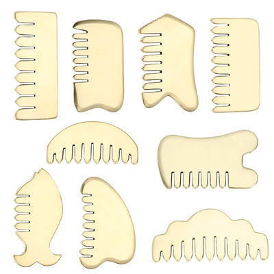 Massaggio muscolare Oro Gua Sha Board Strumento per ottone naturale Guasha Pietra Testa massaggiatore capelli Salute cura salone di bellezza strumento