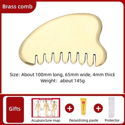 Massaggio muscolare Oro Gua Sha Board Strumento per ottone naturale Guasha Pietra Testa massaggiatore capelli Salute cura salone di bellezza strumento
