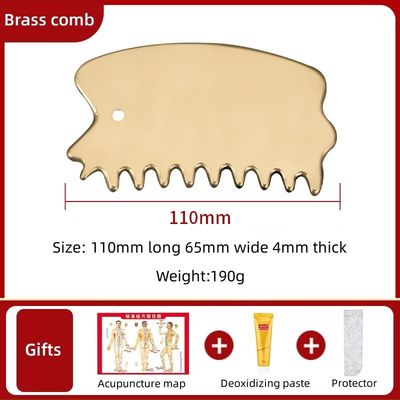 Strumento di massaggio per i muscoli del corpo in ottone naturale Gua Sha Board Scalp Comb Guasha Stone Head Massager Hair Health Care Salon Beauty