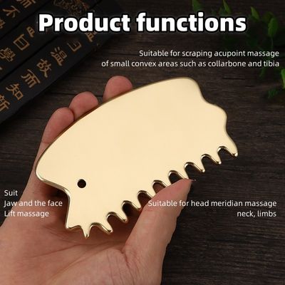 Strumento di massaggio per i muscoli del corpo in ottone naturale Gua Sha Board Scalp Comb Guasha Stone Head Massager Hair Health Care Salon Beauty