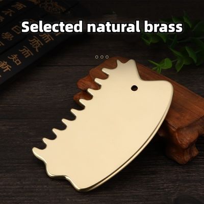 Strumento di massaggio per i muscoli del corpo in ottone naturale Gua Sha Board Scalp Comb Guasha Stone Head Massager Hair Health Care Salon Beauty