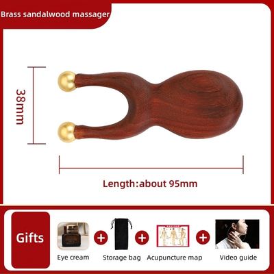 Dispositivo di massaggio Guasha a doppio taglio in ottone di legno di sandalo Manuale riflessologia Guasha Massaggio per occhi Naso Corpo Gua Sha Cura Terapia Massaggio dei tessuti
