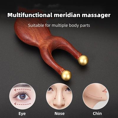Dispositivo di massaggio Guasha a doppio taglio in ottone di legno di sandalo Manuale riflessologia Guasha Massaggio per occhi Naso Corpo Gua Sha Cura Terapia Massaggio dei tessuti