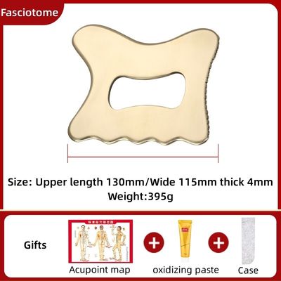 Attrezzatura per massaggi In ottone naturale Metallo Gua Sha Scraping Board Guasha Facial Spa Massager Skincare Beauty Tool con manico