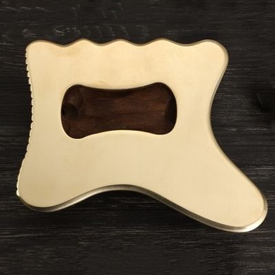 Attrezzatura per massaggi In ottone naturale Metallo Gua Sha Scraping Board Guasha Facial Spa Massager Skincare Beauty Tool con manico