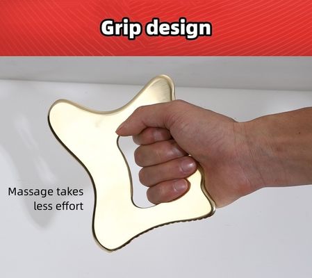 Attrezzatura per massaggi In ottone naturale Metallo Gua Sha Scraping Board Guasha Facial Spa Massager Skincare Beauty Tool con manico
