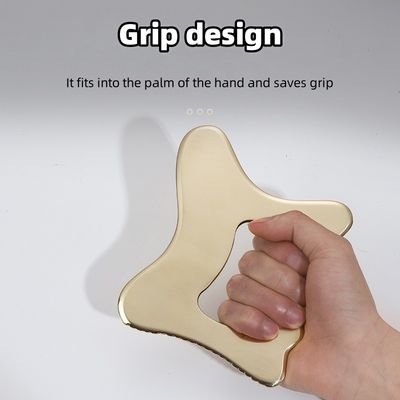 Attrezzatura per massaggi In ottone naturale Metallo Gua Sha Scraping Board Guasha Facial Spa Massager Skincare Beauty Tool con manico
