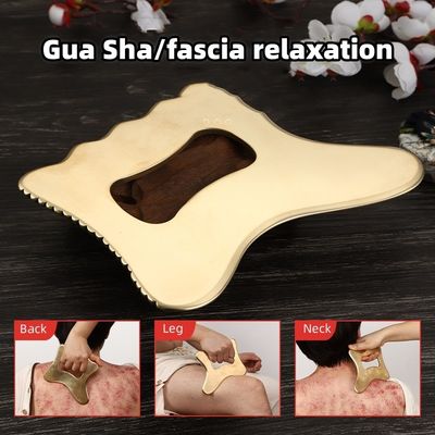 Attrezzatura per massaggi In ottone naturale Metallo Gua Sha Scraping Board Guasha Facial Spa Massager Skincare Beauty Tool con manico