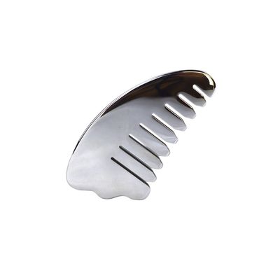 Corno d'argento in forma di acciaio inossidabile Gua Sha Scalp Massaggio pettine Guasha Stone Head Massager Hair Health Care Salone di bellezza strumento