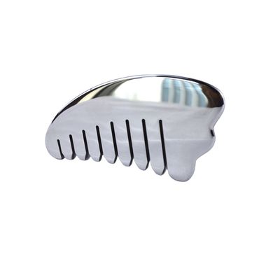Corno d'argento in forma di acciaio inossidabile Gua Sha Scalp Massaggio pettine Guasha Stone Head Massager Hair Health Care Salone di bellezza strumento