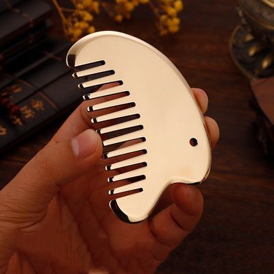 Oro in ottone naturale Gua Sha Board Tool per massaggio del cuoio capelluto pettine Guasha Stone Head Massager Hair Health Care Salone di bellezza