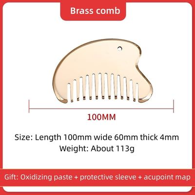 Oro in ottone naturale Gua Sha Board Tool per massaggio del cuoio capelluto pettine Guasha Stone Head Massager Hair Health Care Salone di bellezza
