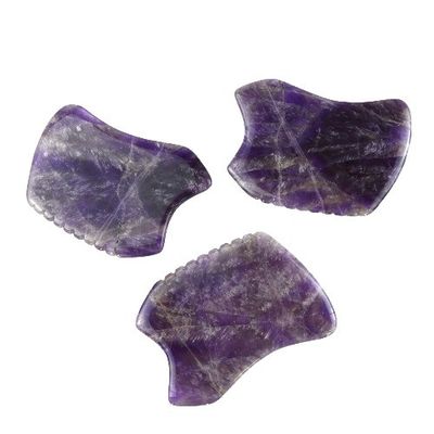 Pietra di raschiatura viola Gua Sha Strumento di massaggio per la Tavola Guasha Faciale di Cristallo di Ametista e Giada Naturale