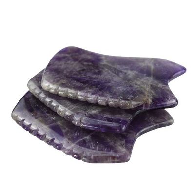 Pietra di raschiatura viola Gua Sha Strumento di massaggio per la Tavola Guasha Faciale di Cristallo di Ametista e Giada Naturale