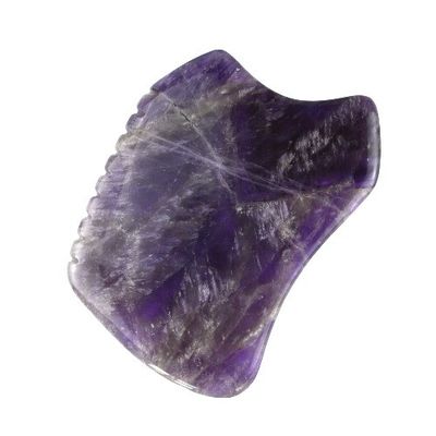 Pietra di raschiatura viola Gua Sha Strumento di massaggio per la Tavola Guasha Faciale di Cristallo di Ametista e Giada Naturale