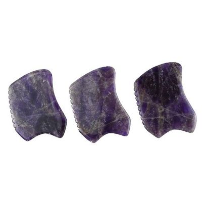 Pietra di raschiatura viola Gua Sha Strumento di massaggio per la Tavola Guasha Faciale di Cristallo di Ametista e Giada Naturale