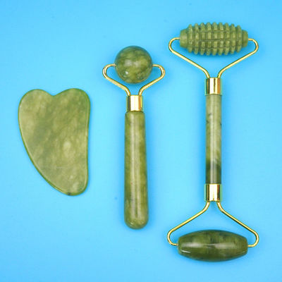2024 Black Jade Roller Gua Sha Set per massaggio del corpo e cura del viso naturale a doppia testa