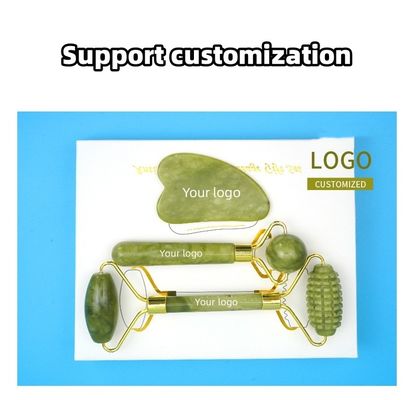2024 Black Jade Roller Gua Sha Set per massaggio del corpo e cura del viso naturale a doppia testa