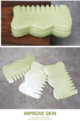 Natural Xiuyan Jade Gua Sha Acupoint Massaggio pettine per capelli per il rilassamento della testa Guasha pettine