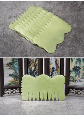 Natural Xiuyan Jade Gua Sha Acupoint Massaggio pettine per capelli per il rilassamento della testa Guasha pettine